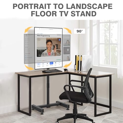 TV Floor Stand for 13-50 inch LCD LED Flat/Curved Panel Screen TVs up to 44 lbs, Height Adjustable TV Stand Mount with VESA 200x200, Portable TV Stand for Bedroom, Dorm Room, Office | Tilting and Rotating Mount, Portrait to Landscape, Height Adjustable Po