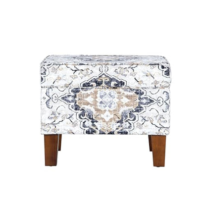 HomePop 22" Modern Rectangular Storage Ottoman - Antiqued Ebony Cream - color: Antiqued Ebony Cream