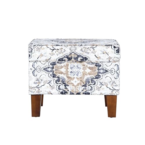 Spatial Order 22" Dinah Collection Storage Ottoman - Antiqued Ebony Cream - color: Antiqued Ebony Cream