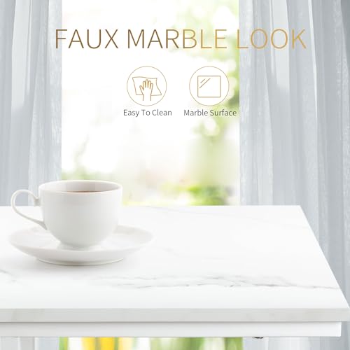 Possile C Shaped End Table Set of 2 for Sofa and Bed, Slide Under Couch Tables, Side Table With Faux Marble Top, Small Under Table Tray for Living Room, Bedroom, White - color: White