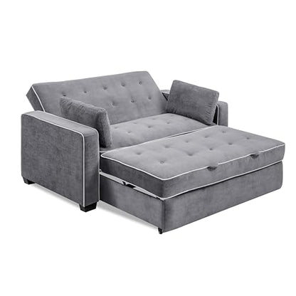 Serta Ainsley 72.6" Convertible Sleeper Sofa, Queen Size, Dreamcoil Comfort, Soft Woven Fabric, Charcoal - color: Charcoal, size: Queen Sofa