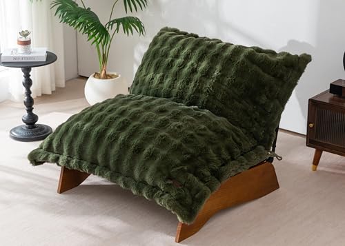MAXYOYO Adjustable Living Room Chair, 3-Position Bean Bag Chair with Frame | Upholstered Accent Chair with Frame, Removable Cushion, Soft Reclining Lounge for Bedroom, Apartment, Office, Dorm, Green - color: Bubble Green