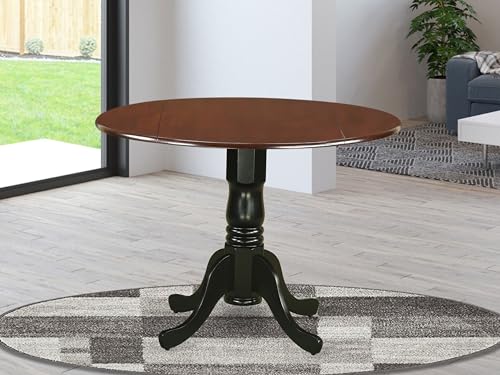 East West Furniture DLT-MBK-TP Dublin Dining Room Table - a Round kitchen Table Top with Dropleaf & Pedestal Base, 42x42 Inch, Mahogany & Black - color: Mahogany & Black