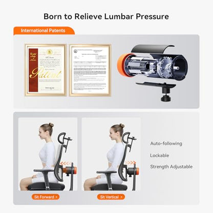 Ergonomic Office Chair-Home Office Desk Chair with Footrest, Auto-Following Backrest & Headrest, 4D Armrests, 96°-136° Recline - color: Black, size: Laptop Table + Auto-following Headrest