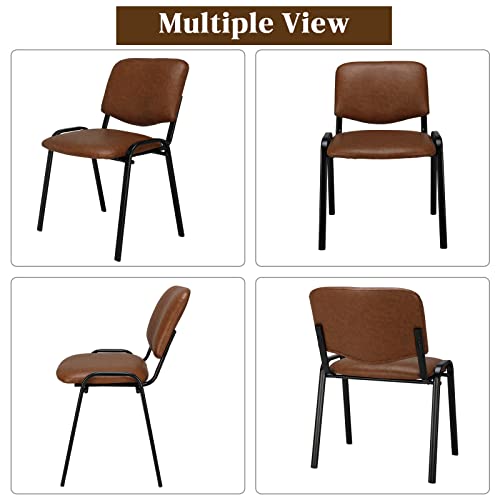 VINGLI 5-Pack Waiting Room Chairs, Stackable Chair for Office, Pu-Rustic | Stacking Chairs, Armless Church Chairs, Space-saving, Guest & Reception, Office Lobby, Business Hall - color: Pu-rustic, size: 5-pack