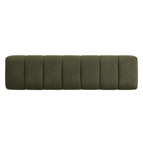 Christopher Knight Home Manila 64" Boucle Dining Bench, Upholstered Ottoman Bench, Rectangular Dining Seat, Spacious Seating, Long Footstool for Living Room Dining Room, No Assembly Needed, Green - color: Green