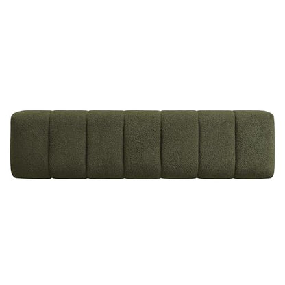 Christopher Knight Home Manila 64" Boucle Dining Bench, Upholstered Ottoman Bench, Rectangular Dining Seat, Spacious Seating, Long Footstool for Living Room Dining Room, No Assembly Needed, Green - color: Green N