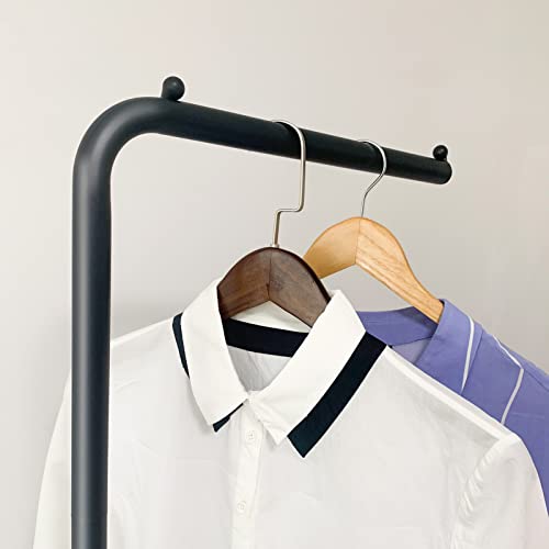 Metal Coat Rack, Modern Clothing Tree with Heavy-weight Slate Base, Small Coat Stand for Entryway/Bedroom/Hallway, Standing Plant Hanger, Matte Black - style: 7-shaped with no hooks