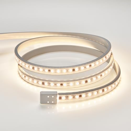 Maxxima 24 in. Hardwired LED Under Cabinet Strip Light, 920 Lumens, 3000K | Warm White, Kitchen and Living Room 120V White Cove Lighting, No Power Supply Needed - size: 24 Inch
