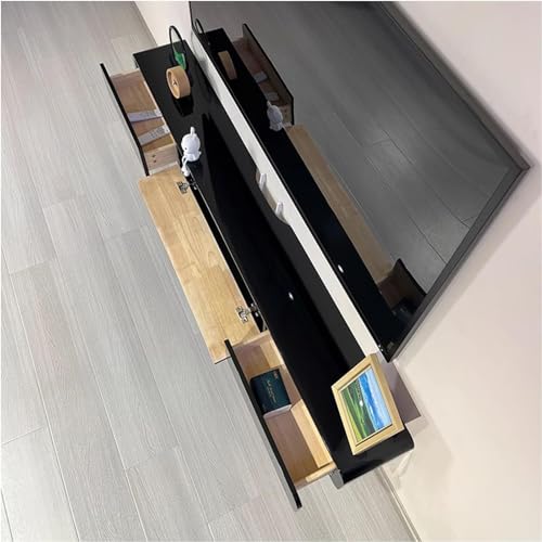 Solid Wood Floating TV Stand Wall Mounted, Black, 63" Wall Mounted Entertainment Center Console, Hanging tv Media Shelf for Living Room, Bedroom (DSGBLACK-B, 63IN) - color: Dsgblack-b, size: 63IN