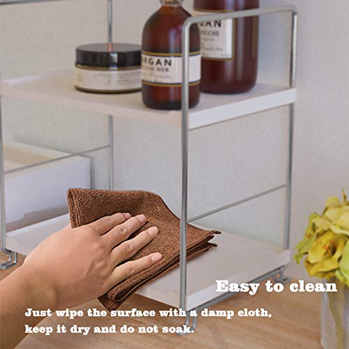 Plastic/Metal Freestanding Stackable Organizer Shelf,Bathroom Countertop Storage Shelf Cosmetic Organizer Holder Kitchen Spice Rack,2-Tier Standing Rack (Silver) - color: Silver