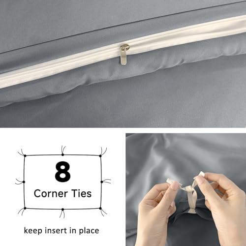 Mejoroom Gray Twin Duvet Cover - Soft and Breathable Twin Bedding Sets with Zipper Closure, 2Pieces, 1 Duvet Cover (68x90) and 1 Pillow case(20x26) - color: Gray, size: Twin/Twin XL