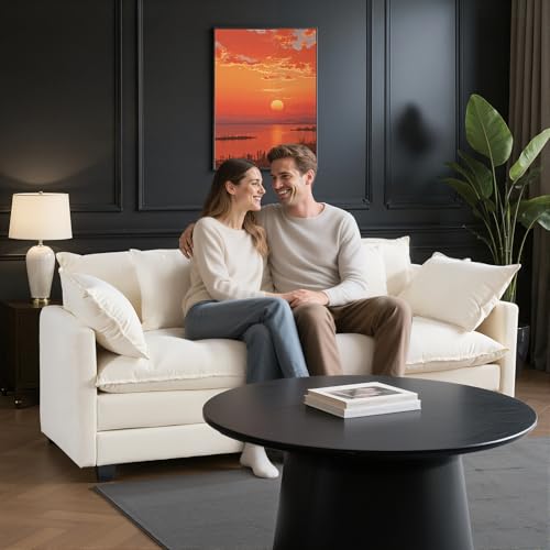 77" Loveseat Sofa Couch｜Small Cloud 2-Seater Sectional Sofa with 29.1" Deep Seat｜FSC Certified Solid Wood & Metal Frame｜Easy Assembly & 1YR Guarantee｜for Apartment Living Room Bedroom｜Beige - color: Beige, size: 77 Inch