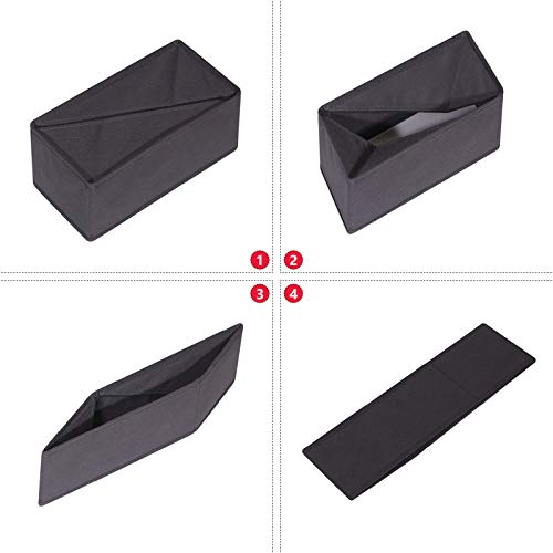 DIOMMELL 6 Pack Foldable Cloth Storage Box Closet Dresser Drawer Organizer Fabric Baskets Bins Containers Divider for Clothes Underwear Socks Lingerie Clothing, Dark Grey 00-0600 - color: Dark Grey