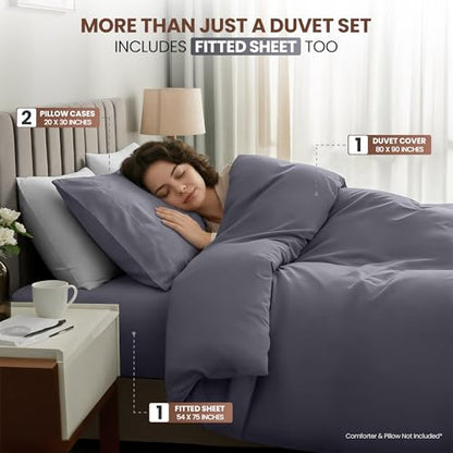 Utopia Bedding 4 Piece Bedding Set - 1 Fitted Sheet (54x75), 1 Duvet Cover Full Size, 2 Pillow Case (20x30) - All Season Luxury Bed in a Bag with Zippered Full Duvet Cover - No Comforter (White) - color: Grey, size: Full - Duvet Cover with Fitted Sheet