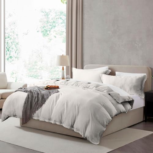 Hearth & Harbor Prewashed Twin Duvet Cover Set, Off White | 2 Piece Bedding Set, Ultra Soft & Breathable, Easy Care, Cooling , Zipper Closure, 1 Duvet Cover 68"x90", 2 Pillow Shams - color: 02 - Off White (No Comforter), size: Twin/Twin XL