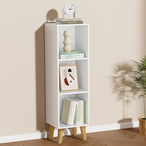 3 Cube Storage Organizer with Legs, 3 Tier Cube Low Bookcase Freestanding Storage Display Organizer for Home Office, Three-Cubes Open Shelf Short Bookshelf (White, 3 Cube) - color: White, size: 3 Cube