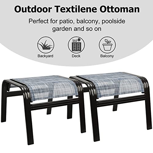Outdoor Foot Stools Gift for Patio Ottoman Footrest Aluminum Portable Seat Wicker Furniture Stackable Dining Ottoman 2 Pack Blue - color: 2 Pieces-blue