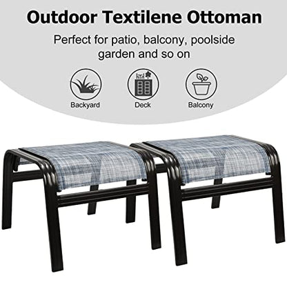 Outdoor Foot Stools Gift for Patio Ottoman Footrest Aluminum Portable Seat Wicker Furniture Stackable Dining Ottoman 2 Pack Blue - color: 2 Pieces-blue