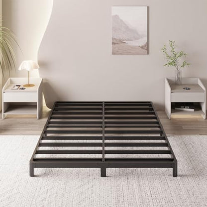 Yicensen 6 Inch Full Bed Frame Low Profile No Box Spring Needed, Heavy Duty Full Size Metal Platform Bed Frame with Rounded Corner Legs, Easy Assembly, Noise Free, Black - size: Full, style: 6 Inch