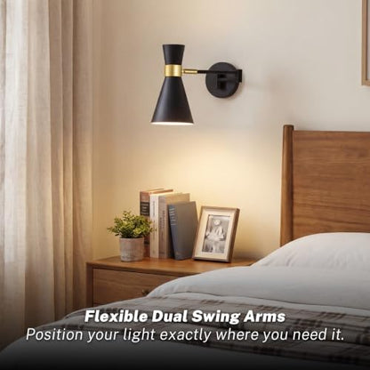 OSYNNIQ Wall Sconce Light with Adjustable Swing Arm for Bedside Reading (Style 2) - size: STYLE 2