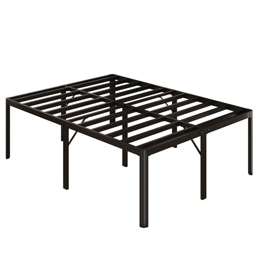 Yicensen 22 Inch High Queen Bed Frame Rounded Corner No Box Spring Needed, Heavy Duty Metal Queen Size Platform Bed Frame, Easy Assembly, Noise Free, Black - size: Queen, style: 22 Inch