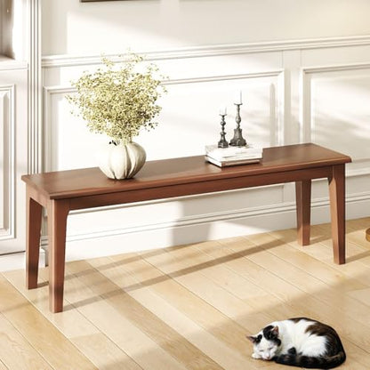 Dining Bench 55.1" Wood Solid Oak Wooden Bed End/Entryway Bench for Bedroom Living Room Kitchen(Brown) - color: Brown, size: 55.1"