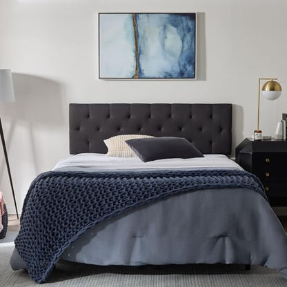 Lucid Mid-Rise Upholstered Headboard - Diamond Tufted - Padded Polyester - Adjustable Height from 34” to 46” - Easy Assembly - Bed Frame or Wall Mount - Sturdy - Charcoal - Twin / Twin XL Size - color: Charcoal, size: Twin/Twin XL