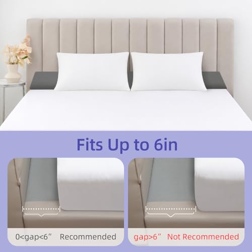 Vekkia King Bed Wedge Pillow for Headboard,Bed Gap Fille,Cover 0-6" Gap | Bed Wedge Mattress Gap Filler,High-Density Foam, Adjustable Pocket Position,Removable Cover, Gray,60"x10"x8.5" - color: Gray, size: King(76"x10"x8.5"-Large)
