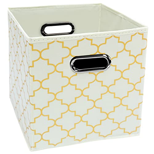 Black Foldable Storage Cubes Bins , Fabric Storage Box Cubes Organizer Baskets with Dual Handles for Home Organizer Creamy-White Gold - color: Creamy-White Gold, size: 1 Pack
