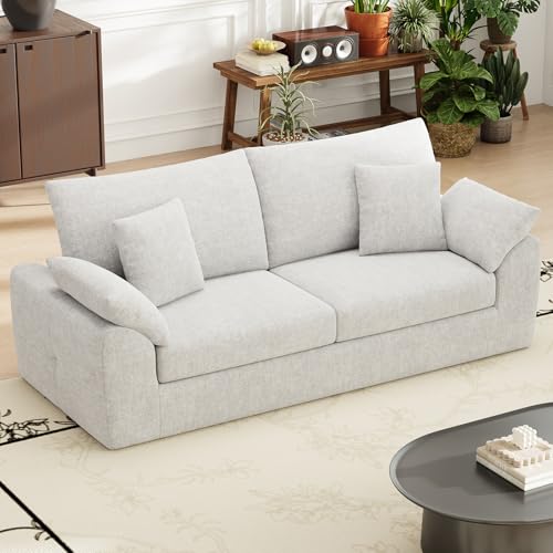 MALOL 89.8" Cloud Boneless Sofa, Loveseat Couches with 4 Pillows, Modern Living Room 2 Seater Sofa for Small Space, Apartment, No Assembly, Beige - color: New Beige, size: 89.8"
