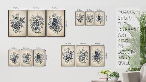 Large Framed Botanical Wall Art, Jane Loudon Floral, 16"x24" Set of 3 | Black Solid Wood Framed Vintage Flower Painting Prints, Retro Rustic Morning Glory Canvas Pictures for Living Room Bedroom - color: beige, size: 16"x24"x3 Framed
