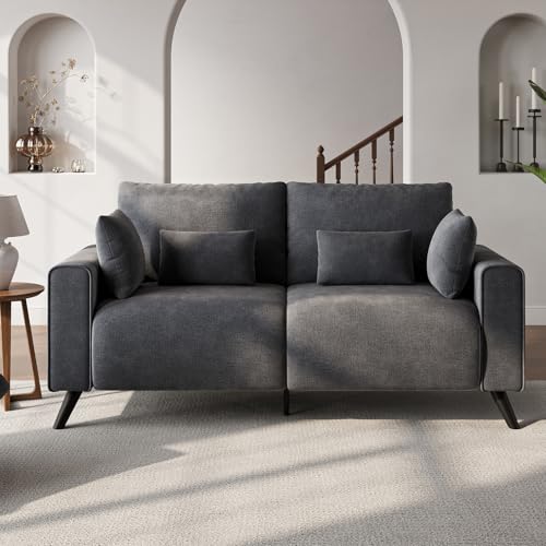 70” Loveseat Sofa, Grey Love Seat Couches for Living Room, 2 Seater Small Couch for Small Spaces, Bedroom, Office Sofas