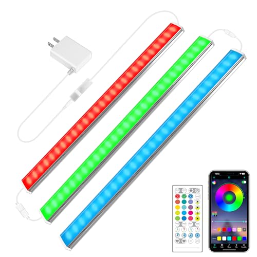 Maylit 3 PCS 12-inch Plug-in Under Cabinet Lights, Ultra-Thin | Multicolor Dimmable Lighting for Kitchen Cabinets, Counters, Workbenches, Desks and Shelves - color: Multicolor, size: 3 Pack