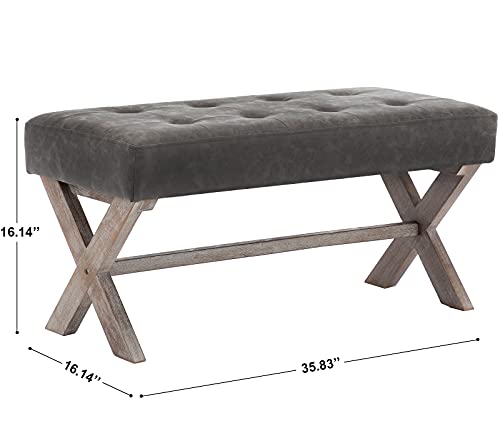 chairus PU Leather Upholstered Entryway Bench, 36 inch Bedroom Bench Seat with X-Shaped Wood Legs for Living Room, Foyer or Hallway - Gray - color: Pu, Grey