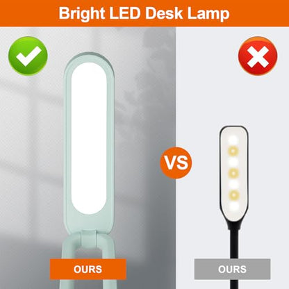 Giryuhd LED Desk Lamp for Office Home & Battery Operated Lamp Rechargeable Lamp Foldable & Portable Light, LED Desk Light Strip, 3 Brightness Dimmable Small Desk Lamp Wireless Reading Lamp - color: Grayish green