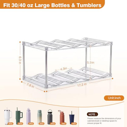 Large Compartment Water Bottle Organizer, Stackable Water Bottle Holder for Stanley 40 oz Tumbler, Clear Tumbler Organizer for Cabinet, Kitchen Pantry or Countertop, 3 Pack (2 Pack) - size: 2 Pack