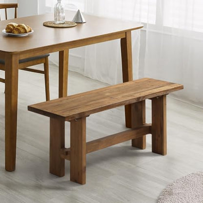 Reclaimed Solid Wood Bench, 43.3" Farmhouse Entryway Bench | Narrow Indoor Bench with Rustic Charm, Hallway, Kitchen, Dining, Bedroom - size: 43.3 Inch