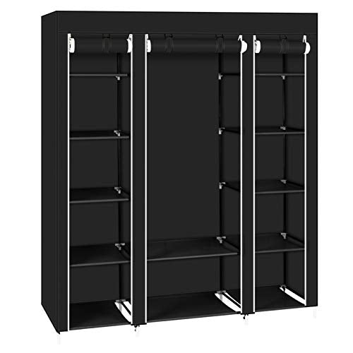 Portable Wardrobe Non-Woven Fabric Wardrobe with Cover 58”x 17” x 68 7/8” Clothing Storage Closet Shelves for Hanging Clothes Clothes Organizer