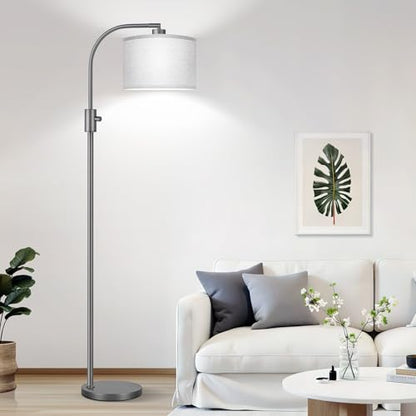 Nintiue Upgraded Modern Arc Dimmable Tall Standing Floor Lamp with Gray Shade, 1200 Lumens LED Bulb Included, for Living & Reading Room, Bedroom, Office & Nursery, Gray - color: Gray-Gray Shade