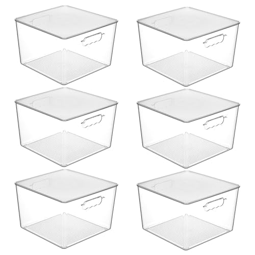 Vtopmart 6 Pack Extra Large Clear Stackable Storage Bins with Lids, 11inch Organizer Bins with Handle for Onions and Potatoes, Plastic Containers for Pantry, Freezer, Kitchen, Closet Organization - size: With Lid