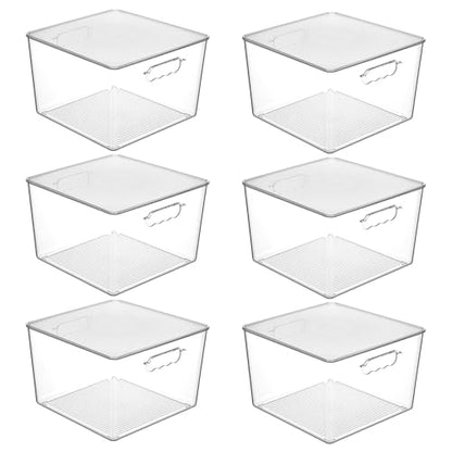 Vtopmart 6 Pack Extra Large Clear Stackable Storage Bins with Lids, 11inch Organizer Bins with Handle for Onions and Potatoes, Plastic Containers for Pantry, Freezer, Kitchen, Closet Organization - size: With Lid