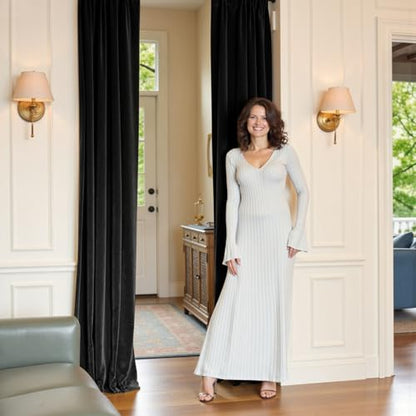 Blackout Black Velvet Curtains Rod Pocket 42×84 Inch 2 Panels | Soft Velvet, For Bedroom & Living Space, Light Shifting Texture, Elegant Drape, Classic - color: R | Black, size: 42"W x 84"L (Pack of 2)