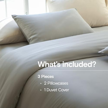 DOZ Duvet Cover Set, 100% Viscose derived from Bamboo, Organically Grown, Buttery Soft, Cooling Duvet Covers, High GSM, 1 Duvet Cover and 2 Pillowcases, 106"x90" (Dove, King/Cal King) - color: Dove, size: King/Cal King