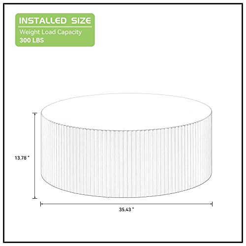 JUSTONE Black Round Coffee Table for Living Room, 35.43" Round Wood Circle Drum Coffee Table End Table Side Table for Home Office, Matte Black (ø35.4'' x 13.7'') - color: 35.4'' - Black