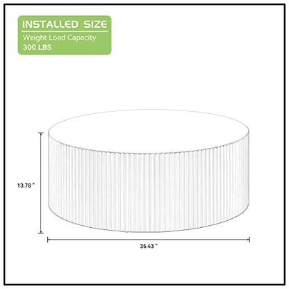 JUSTONE Black Round Coffee Table for Living Room, 35.43" Round Wood Circle Drum Coffee Table End Table Side Table for Home Office, Matte Black (ø35.4'' x 13.7'') - color: 35.4'' - Black