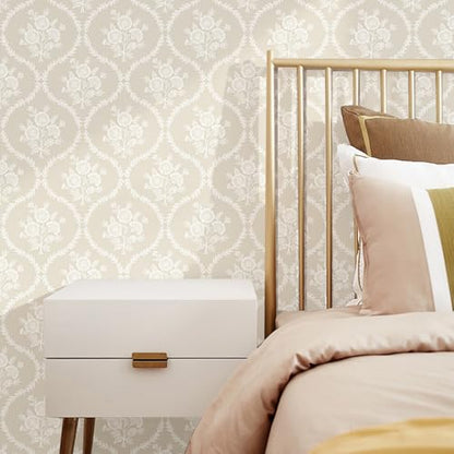 TACHIO Floral Peel and Stick Wallpaper French Country Contact Paper 17.5" x 197" Waterproof Self Adhesive Wall Paper for Bedroom Living Room & Accent Walls Vinyl Removable Renter Friendly - size: 17.5" x 197"