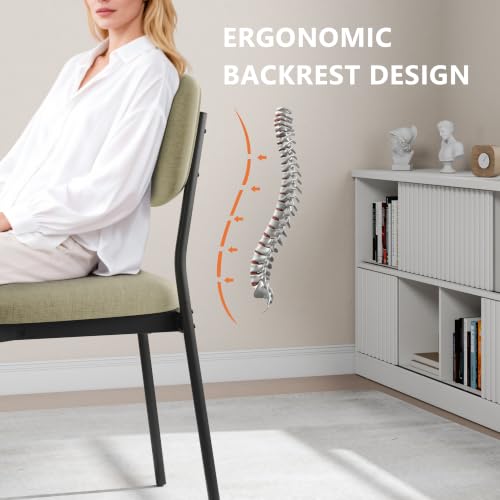 Einhomn Upholstered Dining Chairs Set, Modern Stackable Dining Room Chairs with Soft Velvet Backrest, Kitchen Chairs with Sturdy Metal Legs for Living Room, Restaurant, Set of 2,Beige Linen - color: Beige Linen