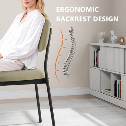 Einhomn Upholstered Dining Chairs Set, Modern Stackable Dining Room Chairs with Soft Velvet Backrest, Kitchen Chairs with Sturdy Metal Legs for Living Room, Restaurant, Set of 2,Beige Linen - color: Beige Linen