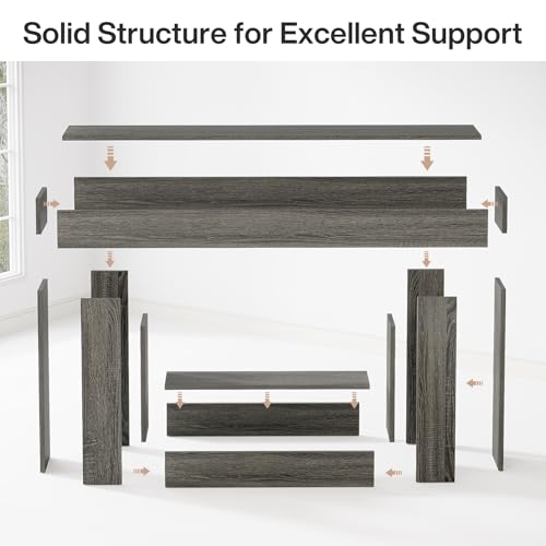 Tribesigns 63" Console Table, Farmhouse 2-Tier Entryway Table with U-Shaped Base, Narrow Long Wood Sofa Table Behind Couch Table for Living Room, Hallway, Foyer, Gray - color: Light Gray